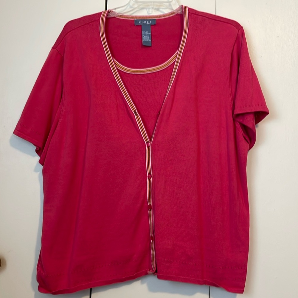 Sweater set, Inside attached sweater measures 20” from front curved neck to hem